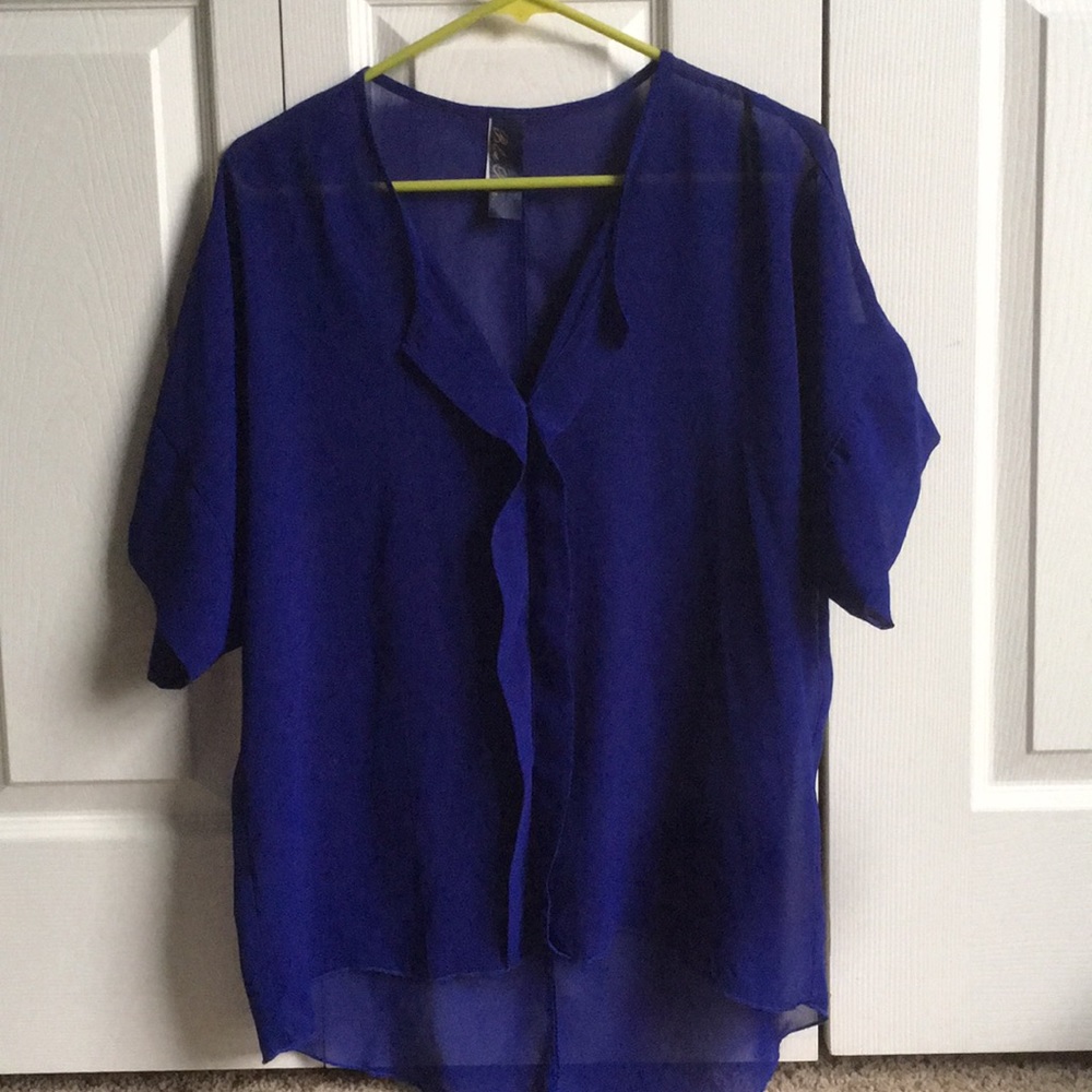 Dark blue sheer blouse